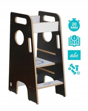 Кухонный помощник Складной детский Кухонный помощник Монтессори Черный