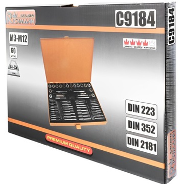 НАБОР МЕТРИЧЕСКИХ НАРЕЗНЫХ МАТРИЦ + FINE M3-M12, 60 ЭЛЕМЕНТОВ