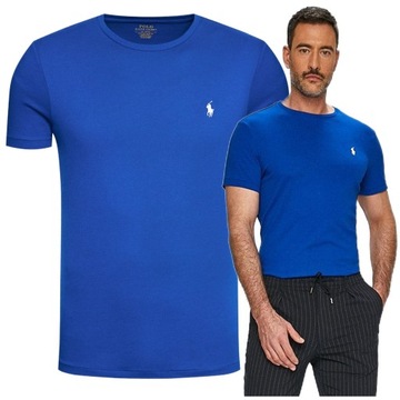 koszulka meska polo ralph lauren bawelniana tshirt meski niebieski PREMIUM