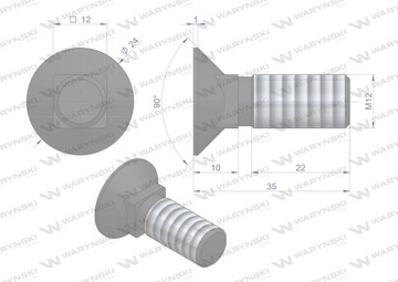 Набор винтов плуг навесной D 608 M12x35 мм класс 10,9 Waryński (продается