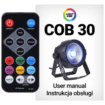 ЦВЕТНОЙ ОТРАЖАТЕЛЬ МОЩНЫЙ СВЕТ PAR LED RGB LIGHT4ME COB 30 ЧЕРНЫЙ + ДИСТАНЦИОННЫЙ