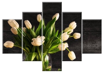 Tulipany Kwiaty Róże Tulipany Obraz Tryptyk 80X150