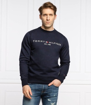 Tommy Hilfiger GRANATOWA bluza męska EST. 1985 rozmiar L HAFT ORYGINALNA
