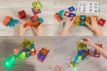 МАГНИТНЫЕ КОНСТРУКЦИОННЫЕ БЛОКИ СВЕТЯЩАЯСЯ ДОРОЖКА 81 шт.