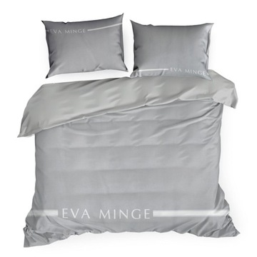 Pościel satynowa SILK 160x200 Eva Minge Eurofirany srebrna biała z logo