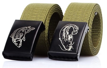 Wędkarski Mocny Pasek Klamra Metal Mat Karp i Sum