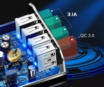 БЫСТРОЕ СЕТЕВОЕ ЗАРЯДНОЕ УСТРОЙСТВО 4xUSB БЫСТРАЯ ЗАРЯДКА 3.0