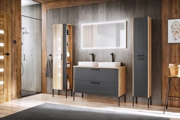ШКАФ ДЛЯ ВАННОЙ КОМНАТЫ СО СТОЛЕШНИЦЕЙ 120 СМ MADERA ГРАФИТ