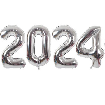 BALONY NA SYLWESTER NOWY ROK CYFRY 2024 ZESTAW 4 x 106cm