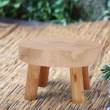 1 szt. Kompaktowy stojak na doniczkę z litego drewna Stołek z litego drewna 14x6x9 cm. Drewno