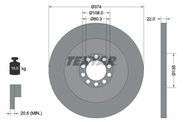 Textar 93015500 Tarcza hamulcowa TYŁ MERCEDES UNIMOG
