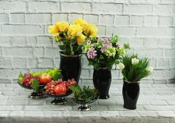 Doniczka ceramiczna osłonka czarna owal 21x10x10