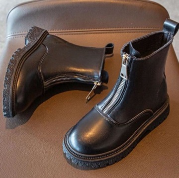 ДЕТСКИЕ БОТИНКИ, ЧЕРНЫЕ, ГЛАДКИЕ, НА МОЛНИИ, LA 27