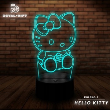 Lampka Nocna Hello Kitty Hologram LED Kolory RGB