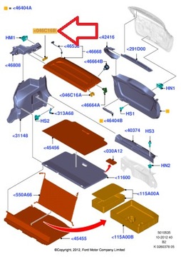 FORD FIESTA B-MAX 2012- USTALACZ UZAMČENÍ DRŽÁK DRŽÁKY POLIČKY KUFR
