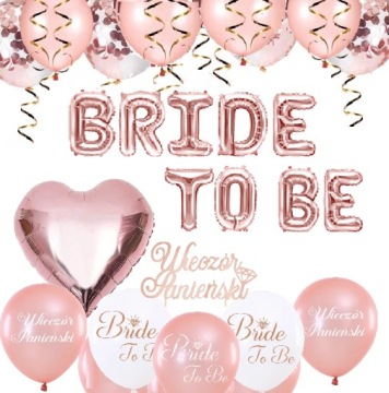 Balony BRIDE TO BE na wieczór PANIEŃSKI GOLD ROSE
