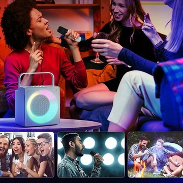 BLUETOOTH ZESTAWY DO KARAOKE LED + 2 BEZPRZEWODOWY MIKROFONAMI