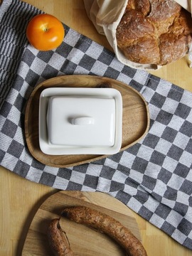 БЕЛАЯ МАСЛЕНКА ФАРФОРОВЫЙ КОНТЕЙНЕР ДЛЯ МАСЛА С ПРЯМОУГОЛЬНОЙ КРЫШКОЙ