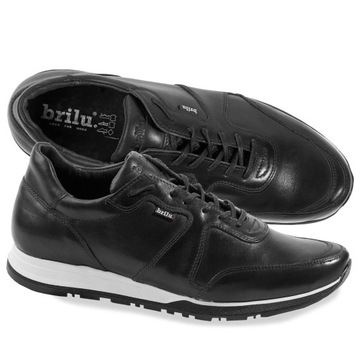BRILU MĘSKIE SNEAKERSY SKÓRZANE CZARNE 44