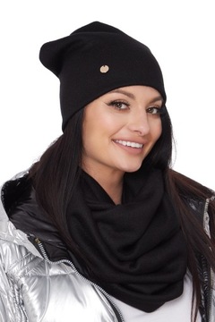 CZAPKA ZIMOWA beanie + DUŻY KOMIN komplet kolory
