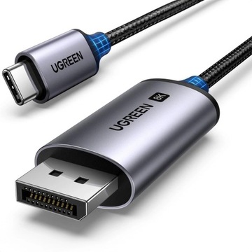 Kabel Ugreen CM556 ze złączami USB-C i DisplayPort 8K o długości 1 m szary