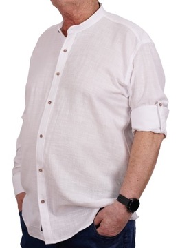 KOSZULA MĘSKA JAK LNIANA ZE STÓJKĄ BIAŁA BAWEŁNIANA CASUAL TURECKA 4XL