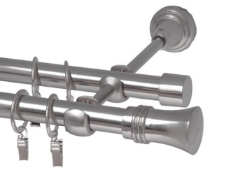 Karnisz podwójny 220 cm 19 mm + 19 mm efekt stali