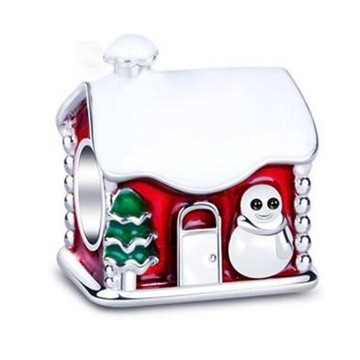 Zawieszka SREBRO 925 Charms Świąteczna Chatka