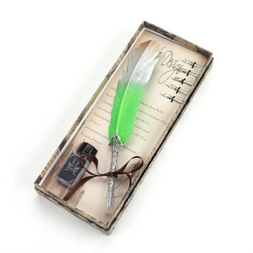 PS210 1Set Calligraphy Feather Dip with 5 Nib Gift Quill Pen Writing Ink