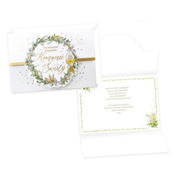 KARTKA KOMUNIJNA KOMUNIA ŚWIĘTA BIAŁA 17,5x25cm