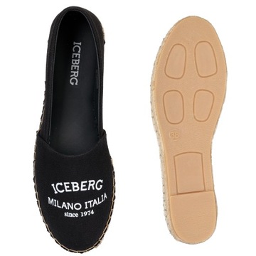 ICEBERG damskie espadryle buty wsuwane Milano Italia BLACK roz.38