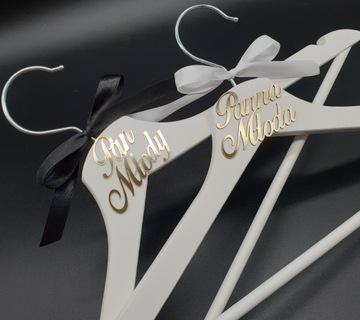 Свадебные вешалки Невеста Жених золотая надпись