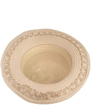 Pleciony kapelusz słomkowy z rafii ze sznurkiem (Beżowy)