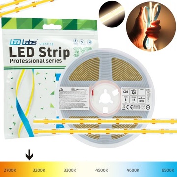 Taśma PRO 1600 LED COB 8W 3000K 12V Linia światła