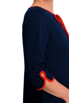 Sukienka damska trapezowa dresowa sportowa z kokardą granatowa rozmiary 56