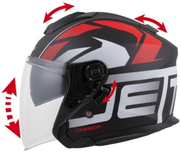 Мотоциклетный шлем Cassida Jet-Tech RoTo XS, противозапотевающее стекло, место для переговорного устройства