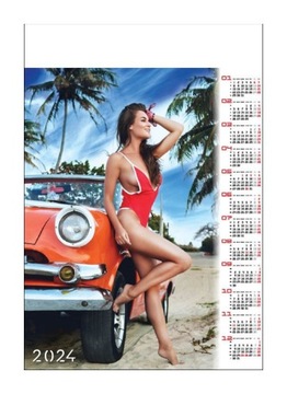 2024 kalendarz B1 sexy girl auto car metr długości drugi egz. za pół ceny