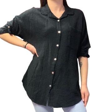 KOSZULA DAMSKA MUŚLINOWA - LUŹNA OVERSIZE Italy