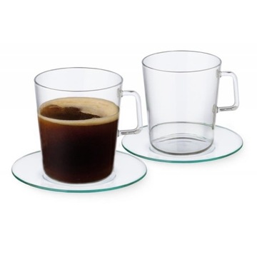 Filiżanki szklane ze spodkiem 100ml 4szt.