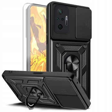 ETUI PANCERNE DO XIAOMI REDMI NOTE 10 PRO CZARNE OBUDOWA ARMOR + SZKŁO 9H