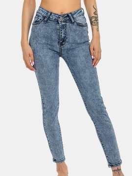 Damskie jeansowe spodnie rurki skinny jeansy kobiece wysoki stan modne S