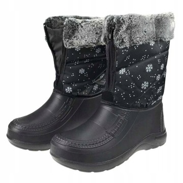 Kalosze damskie buty piankowe ocieplane zimowe Snow Czarne 38