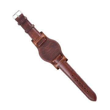 Skórzany pasek do zegarka dla mężczyzn, kobiet, klasyczna opaska na nadgarstek z metalową klamrą, brązowa 22 mm