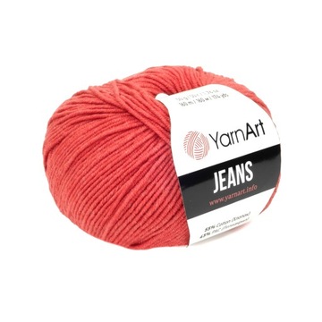 50g włóczka, 55% bawełna 45% akryl, YarnArt Jeans czerwony 26