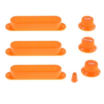 Практичный футляр для звукоснимателя для электрогитары с ручками и наконечником переключателя оранжевого цвета.