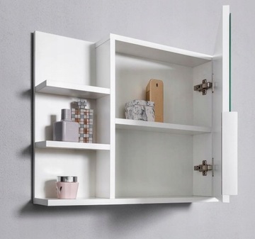 Шкаф для ванной комнаты с зеркалом и полками, белый