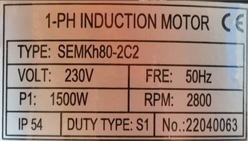 двигатель бетоносмесителя однофазный BWE 150 200 Belle Altrad 230В 1,5 кВт оригинал