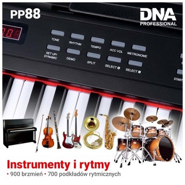 DNA PP 88 PIANINO CYFROWE PEŁNOWYMIAROWE KEYBOARD DO NAUKI GRY 88 KLAWISZY