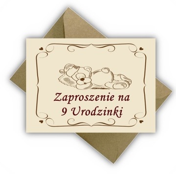 ZAPROSZENIA NA 9 URODZINY RETRO KOPERTA EKO