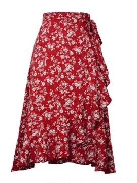 Lace-Up High Waist Floral Print Skirt For Women 20